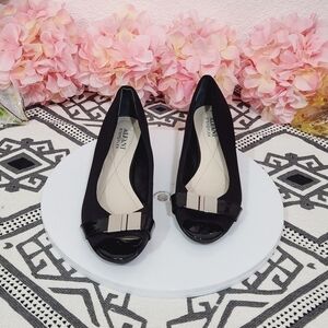 Alfani Step Flex Black Peep Toe Wedges 5.5M